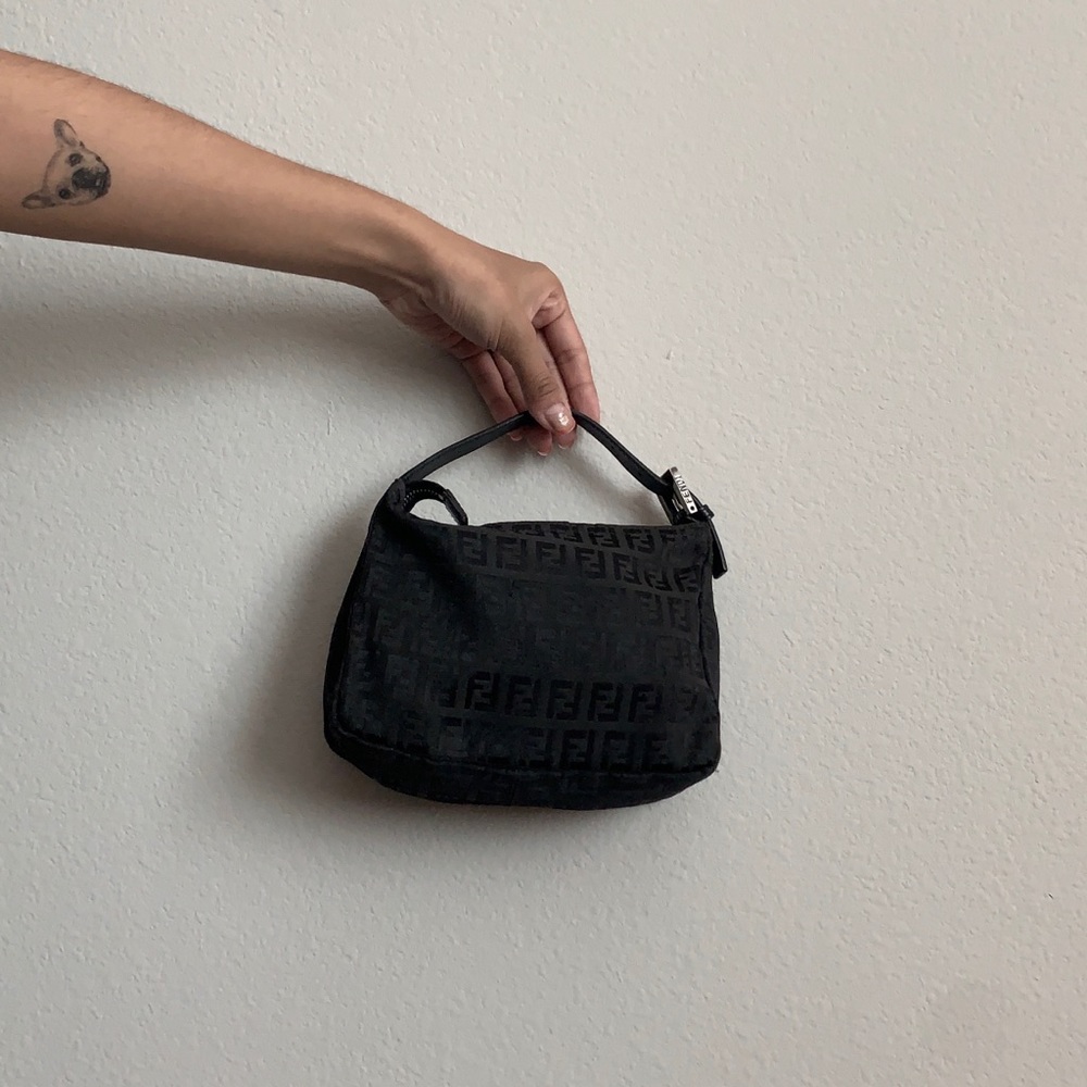 —-SOLD Fendi Zucca Black Nylon Handbag